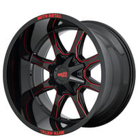 20" Moto Metal Wheels MO970 Gloss Black Milled with Red Tint & Moto Metal on Lip Off-Road Rims 