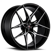 22" Staggered Savini Wheels SV-F5 Gloss Black with Double Dark Tint Flow Formed Rims