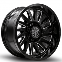 22" Thret Off-Road Wheels 902 Omega Gloss Black Milled Rims