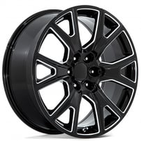 22" OE Creations Wheels PR199 Gloss Black Milled Rims
