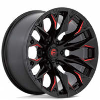 22" Fuel Wheels D823 Flame 6 Gloss Black with Red Milled Off-Road Rims