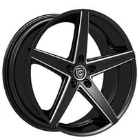 20" Staggered Lexani Wheels R-Four Black with CNC Accents Polaris Slingshot / 3-Wheeler Rims