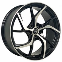 20" Elegant Wheels E008 Gloss Black with Silver Brushed Face Rims