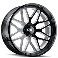 20" Cali Wheels 9115 Invader Gloss Black with Milled Spokes Off-Road Rims