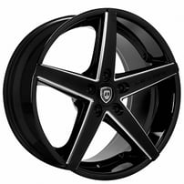 22" Staggered Lexani Wheels R-Four Black with CNC Accents Rims 