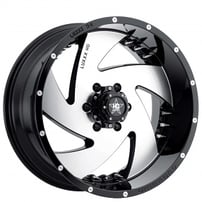 24" Luxxx HD Wheels LHD6 Gloss Black Machined with Chrome Spike Rivets Off-Road Rims