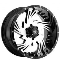 20" Luxxx HD Wheels LHD7 Gloss Black Machined with Chrome Spike Rivets Off-Road Rims