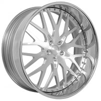 22" AC Forged Wheels ACF701 Brushed Face with Chrome Lip Three Piece Rims