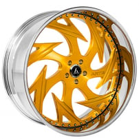 20" Staggered Artis Forged Wheels Atomic Gold with Chrome Lip Rims