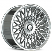 24" Staggered Koko Kuture Wheels Classica Gloss Silver with Polished Lip Flow Formed Spindle Cap Rims