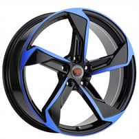 18" Revolution Racing Wheels R20 Black with Blue Face Rims