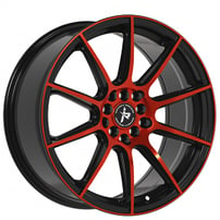 18" Impact Racing Wheels 502 Gloss Black with Red Machined Face Rims