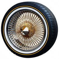 17" LA Wire Wheels FWD 100-Spoke Straight Lace American Gold Plating Center with Chrome Lip Rims