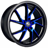 18" Elegance Wheels Sharp Gloss Black with Candy Blue Face Rims