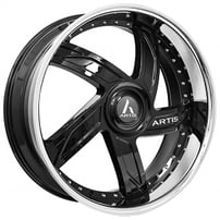 24" Staggered Artis Wheels Vestavia XL Gloss Black with SS Lip Rims