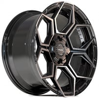 22" 4Play Wheels 4PS26 Gloss Black with Brushed Face and Tinted Clear Off-Road Rims