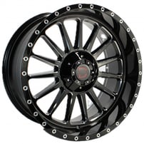 20" Disaster Wheels D096 Gloss Black Milled Off-Road Rims