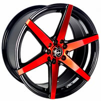 17" Elegant Wheels E002 Gloss Black with Candy Red Face Rims