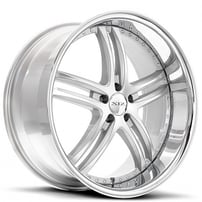 22" Staggered XIX Wheels X15 Silver Machine with SS Lip Rims