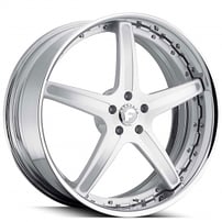 24" Forgiato Wheels Aggio-B Brushed Silver with Chrome Lip Forged Rims