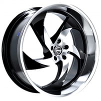 22" Elegance Wheels Danger Gloss Black with Machined Center and Machined Lip Rims