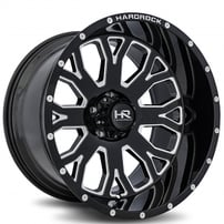 22" Hardrock Wheels H504 Slammer Xposed Gloss Black Milled Off-Road Rims