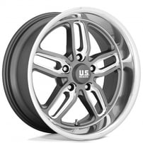 22" Staggered U.S. Mags Wheels C-Ten U129 Anthracite Milled with Diamond Cut Lip Rims