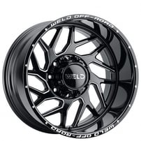 22" Weld Off-Road Wheels Fulcrum W117 Gloss Black Milled Rotary Forged Rims