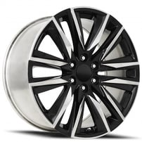 22" Escalade Sport Wheels FR 90 Gloss Black with Polished Accents OEM Replica Rims