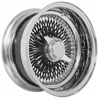 14x6" LA Wire Wheels Reverse 100-Spoke Straight Lace Chrome with Black Spoke Rims