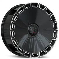 24" Staggered Giovanna Wheels Dicotto Gloss Black with Machined Face Flow Formed Floating Cap Rims