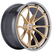 21" Staggered HRE Wheels S204H Frozen Gold Center with Polished Dark Clear Outer and Inner Forged Rims