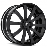 22" Staggered Forgiato Wheels Concavo-ECL Satin Black Face with Gloss Black Lip Forged Rims