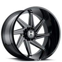 26" Hostile Wheels H119 DAGR Gloss Black with Milled Accents True Directional Off-Road Rims