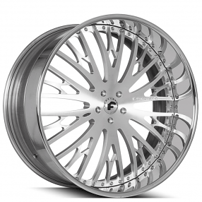 22" Staggered Forgiato Wheels Cravatta Brushed Silver with Chrome Lip Forged Rims