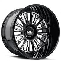 22" Cali Wheels 9116 Vertex Gloss Black with Milled Spokes Off-Road Rims
