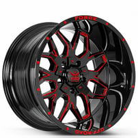 20" Force Off-Road Wheels F30 Black with Red Milled Rims