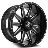 17" XF Off-Road Wheels XF-219 Gloss Black Milled Rims