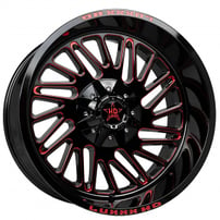 20" Luxxx HD Wheels LHD19 Gloss Black with Red Milled Off-Road Rims