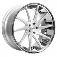 22" Staggered Azad Wheels AZ23 Silver Machined with Chrome Lip Rims