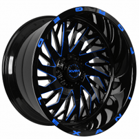 20" Lexani Off-Road Forged Wheels Compass Custom Gloss Black with Blue Milled Rims