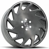 20" Luxxx Alloys Wheels Lux LE11 Silver Brushed Face with Titanium Black Clear Coat Rims