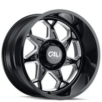 20" Cali Wheels 9111 Sevenfold Gloss Black Milled Off-Road Rims 