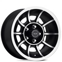 15" Staggered American Racing Wheels Vintage VN47 Vector Satin Black Machined Rims