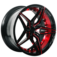 20" Staggered AC Wheels AC01 Gloss Black Red Inner Extreme Concave Rims 