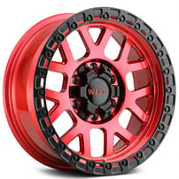 17" Weld Off-Road Wheels Cinch W133 Candy Red with Satin Black Ring Rotary Forged Rims