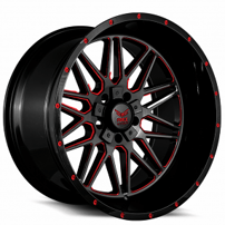 20" Force Off-Road Wheels F44 Black with Red Milled Rims