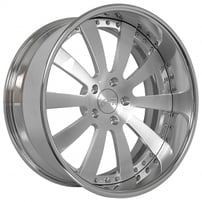 22" AC Forged Wheels ACF713 Brushed Face with Chrome Lip Three Piece Rims