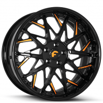 22" Forgiato Wheels Blocco Gloss Black with Mango Orange Accents Forged Rims