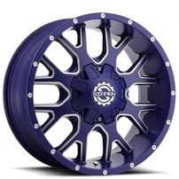 20" Scorpion Wheels SC-19 Neon Blue Milled Off-Road Rims 